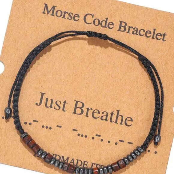 d'vine Products Jewelry - "Just Breathe" Morse Code Bracelets w/Adjustable String Inspirational Message
